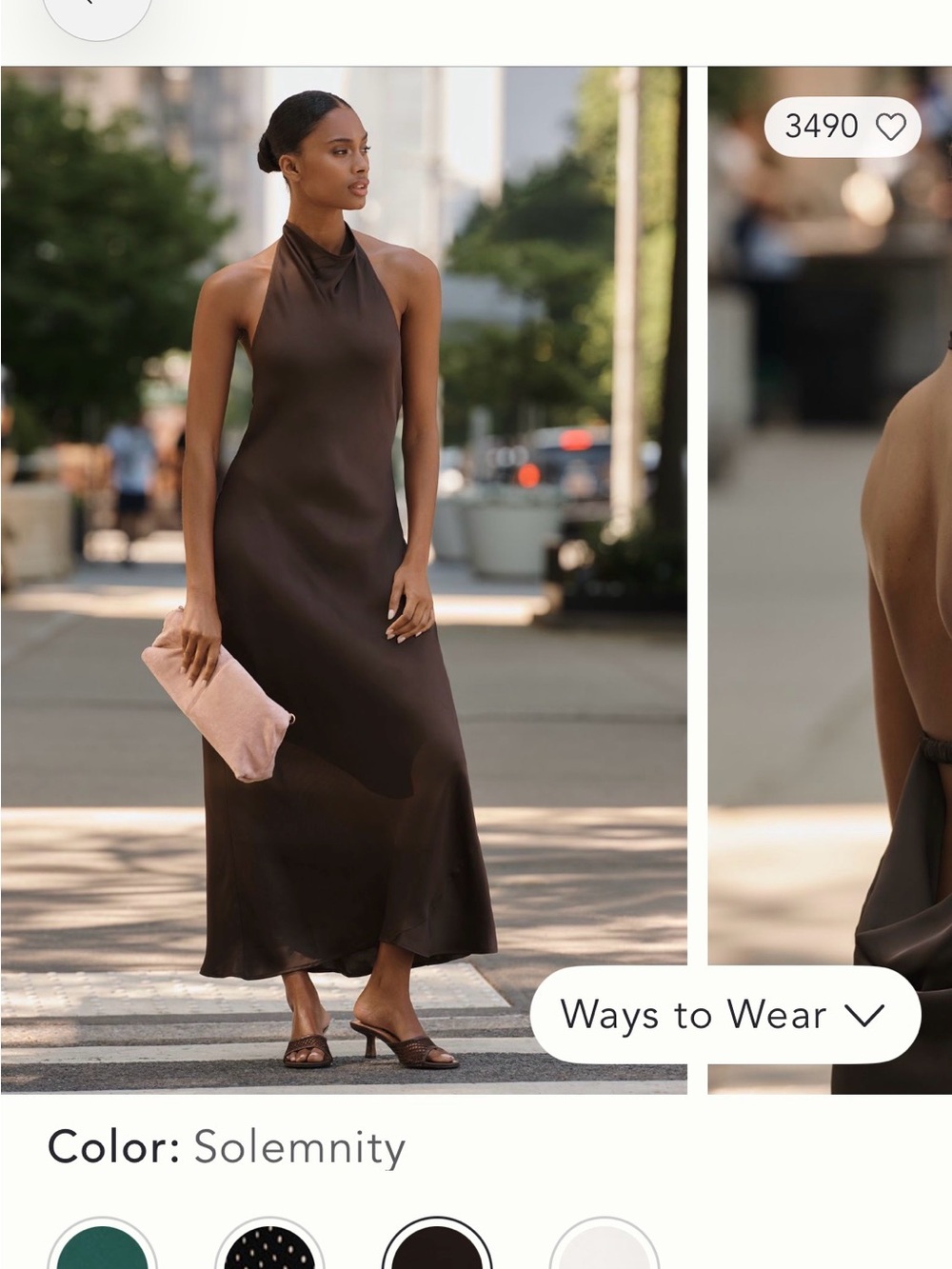 Anthropologie Maeve Jamie Halter Satin Maxi Dress - Solemnity Brown large